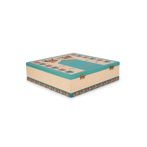 Elegant Beige & Teal Dry Fruit Gift Box – 8 Partition MDF Box by Hi Fashion - Image 3