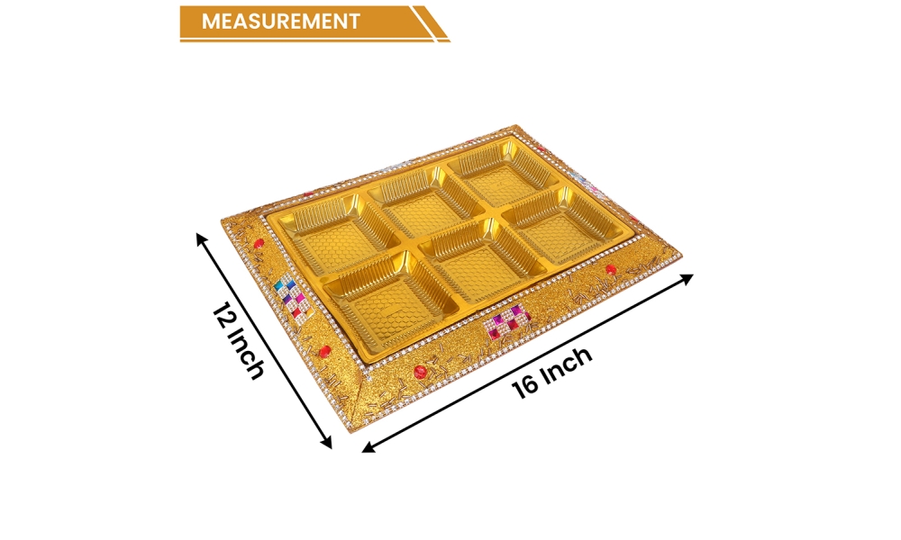 Royal Golden 6-Section Dry Fruit Tray – Decorative Festive Platter by Hi Fashion - Image 3