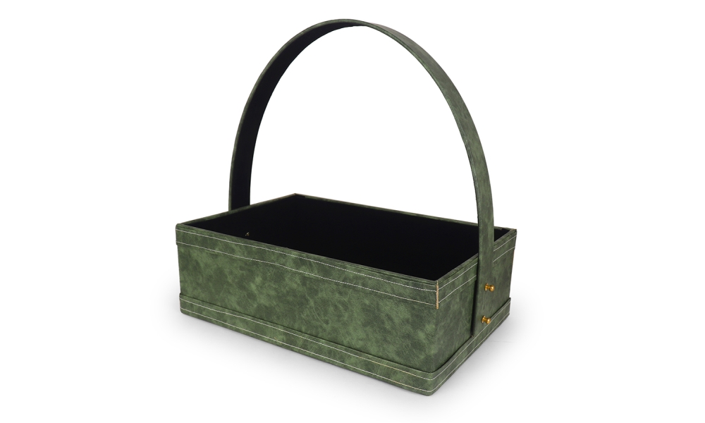 Elegant Green MDF Hamper Basket with Handle – Premium Gifting Tray by Hi Fashion