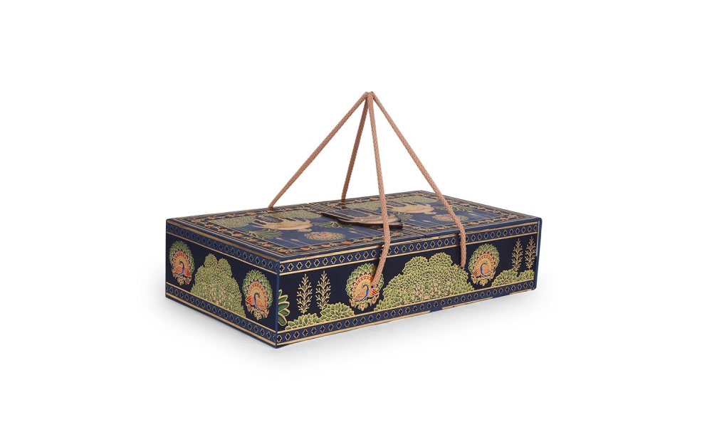 Royal Blue Temple Jar Gift Box – 3 Jar Side Open by Hi Fashion