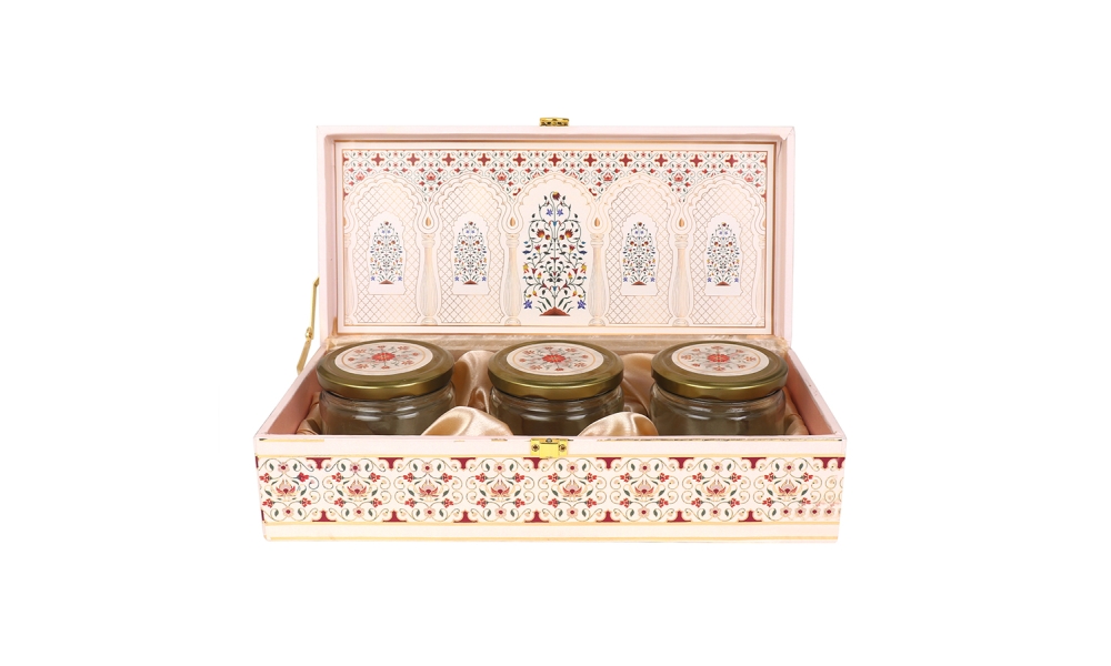 Elegant Peach Arch Window Jar Gift Box – Set of 3 Jars by Hi Fashion - Image 4