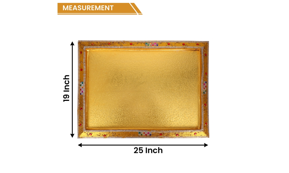 Golden Decorative Gifting Tray – Embellished Dry Fruit and Sweets Platter by Hi Fashion - Image 4