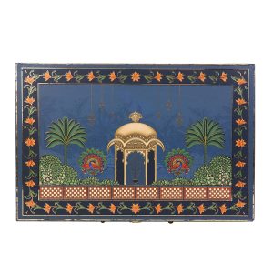Royal Blue Mughal-Inspired Gift Box with 3 Jars & Sweets Tray – Luxury Hamper by Hi Fashion - Image 2