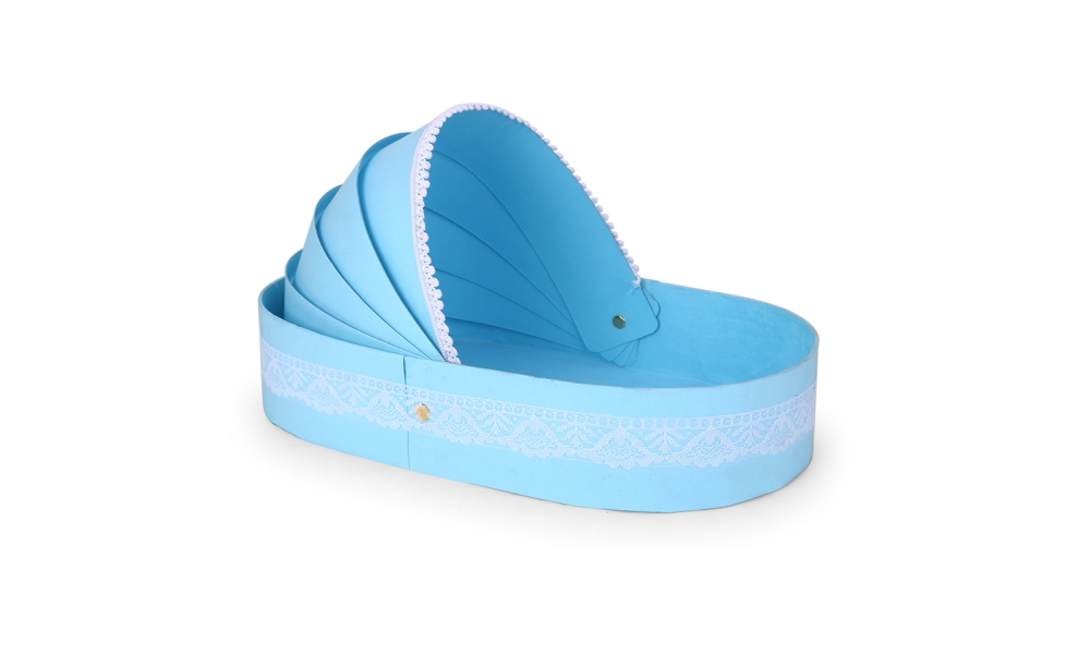Blue Baby Cradle Gift Basket – Elegant Newborn Hamper Tray by Hi Fashion - Image 6