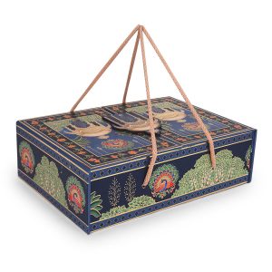 : Royal Peacock Print MDF Gift Box with Handle – Premium Ethnic Gifting Hamper by Hi Fashion - Image 7