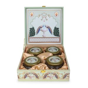 Regal Peacock-Themed 4 Jar MDF Gift Box - Image 7