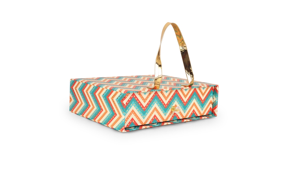 Premium Designer Gift Box with 4 Teal Jars – Zigzag Pattern by Hi Fashion - Image 4