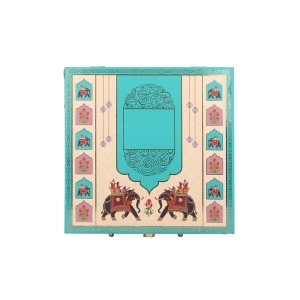 Elegant Beige & Teal Dry Fruit Gift Box – 8 Partition MDF Box by Hi Fashion - Image 4