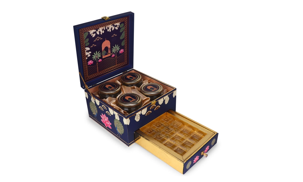 Royal Lotus Jar & Chocolate Box – 4 Jar12 Cavity Set with Drawer by Hi Fashion