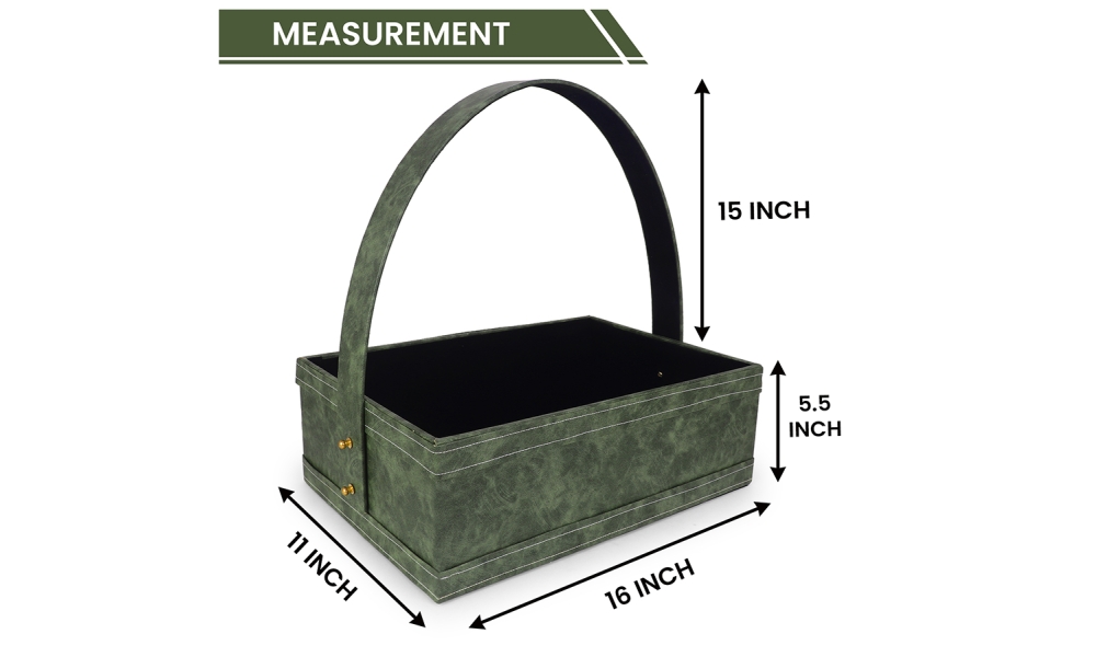 Elegant Green MDF Hamper Basket with Handle – Premium Gifting Tray by Hi Fashion - Image 5