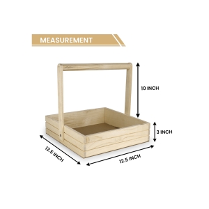 Square Wooden Basket Tray with Handle By Hi Fashion - Image 2