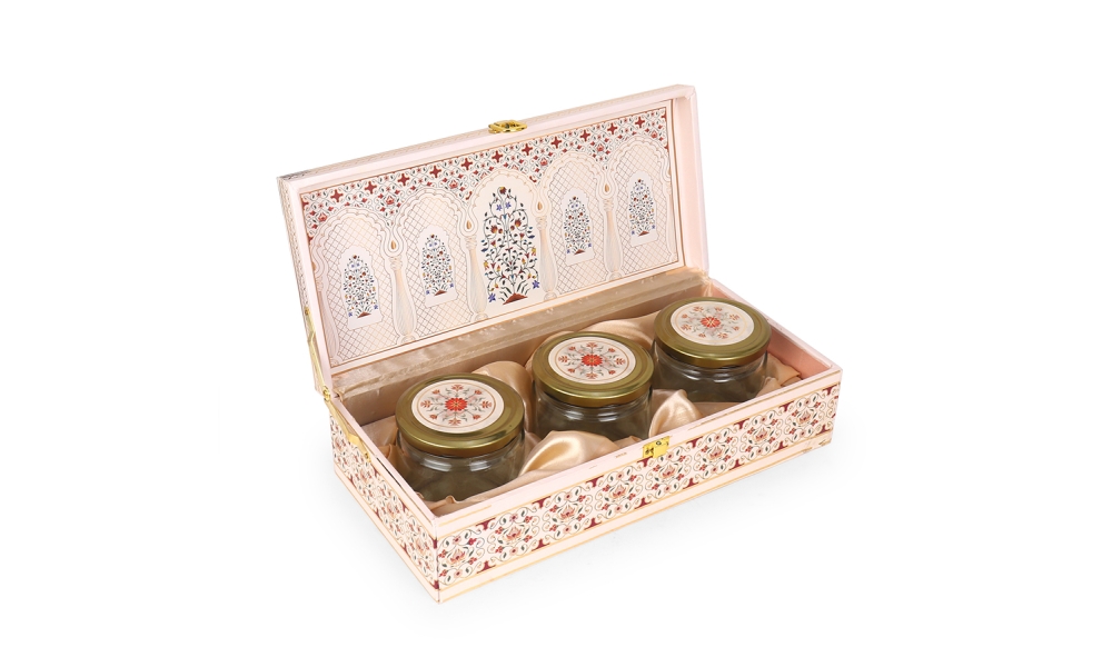 Elegant Peach Arch Window Jar Gift Box – Set of 3 Jars by Hi Fashion