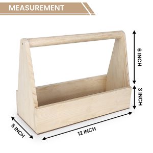 Natural Wooden Basket Tray with Handle – Multipurpose Rustic Hamper by Hi Fashion - Image 5