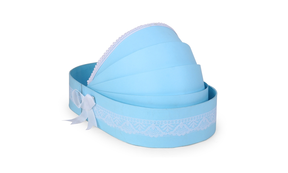 Blue Baby Cradle Gift Basket – Elegant Newborn Hamper Tray by Hi Fashion - Image 2