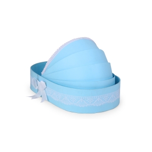 Blue Baby Cradle Gift Basket – Elegant Newborn Hamper Tray by Hi Fashion - Image 2
