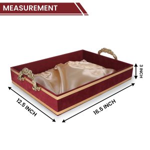 Royal Velvet Wedding Gift Tray with Golden Handles – Premium Gifting Tray by Hi Fashion - Image 5
