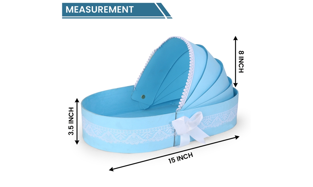 Blue Baby Cradle Gift Basket – Elegant Newborn Hamper Tray by Hi Fashion - Image 3
