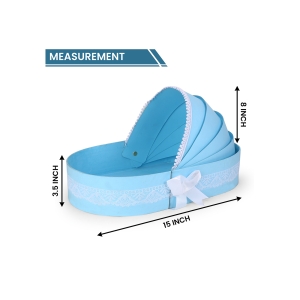 Blue Baby Cradle Gift Basket – Elegant Newborn Hamper Tray by Hi Fashion - Image 3