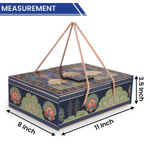 : Royal Peacock Print MDF Gift Box with Handle – Premium Ethnic Gifting Hamper by Hi Fashion - Image 4