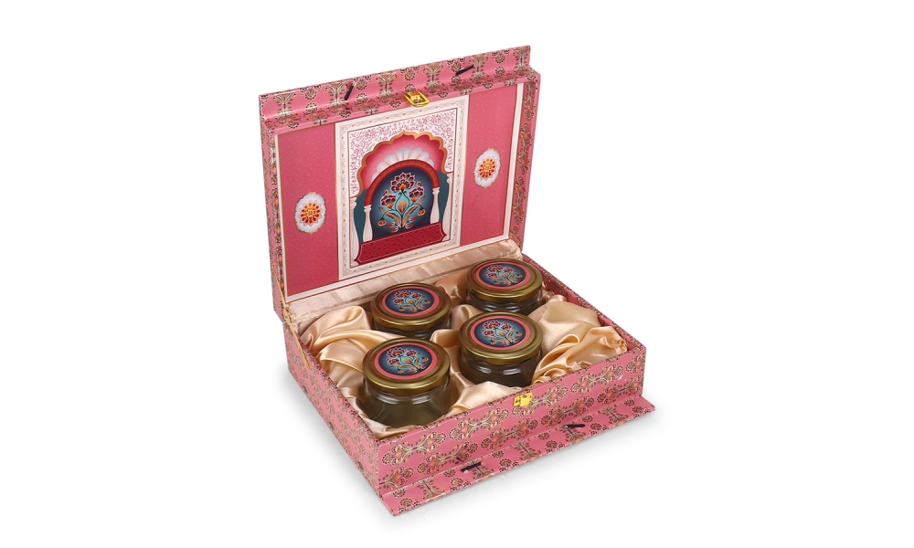 Royal Pink Jar Gift Box – 4 Designer Jars with Satin Lining by Hi Fashion - Image 3