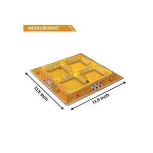 Square Royal Dry Fruit Tray with 4 Golden Compartments – Embellished Gift Platter by Hi Fashion - Image 4