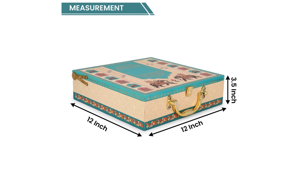 Elegant Beige & Teal Dry Fruit Gift Box – 8 Partition MDF Box by Hi Fashion - Image 6