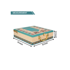 Elegant Beige & Teal Dry Fruit Gift Box – 8 Partition MDF Box by Hi Fashion - Image 6